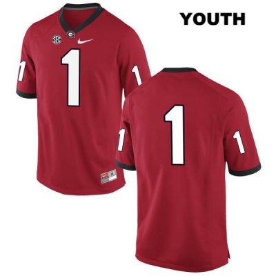 Youth Georgia Bulldogs NCAA #1 Justin Fields Nike Stitched Red Authentic No Name College Football Jersey NOQ8354JC